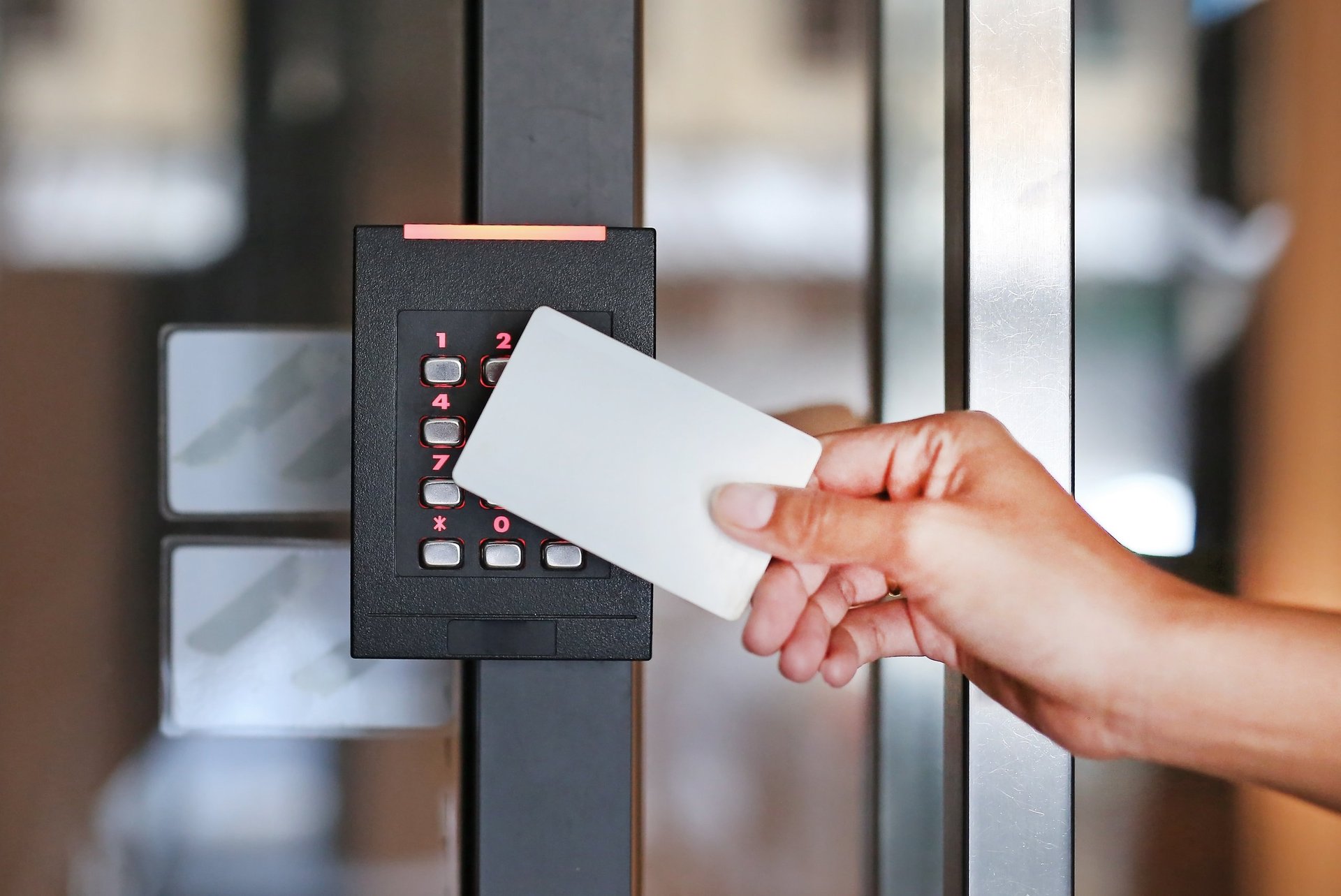 Door access control with key card